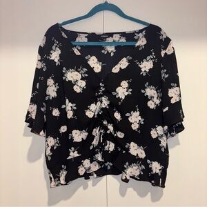 Express Black Floral Blouse